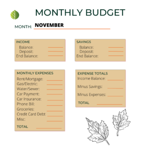 monthly budget template